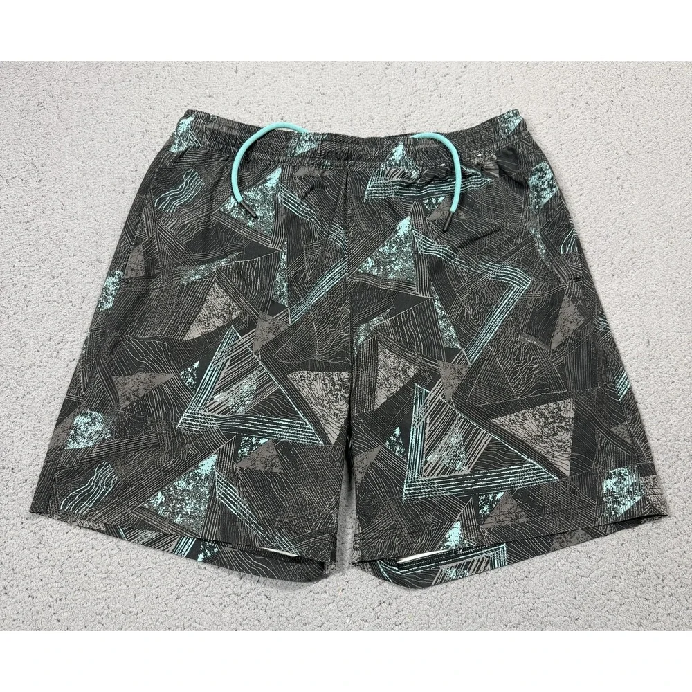 Chubbies Swim Trunks Shorts Mens 30 Black Geometric Lined Drawstring Pockets